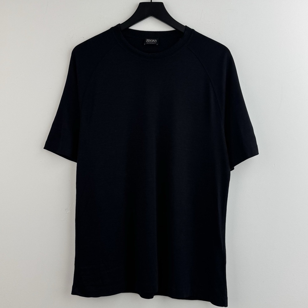 ZEGNA High Performance T Shirt Men's XL Black 100% Wool Crewneck Luxury Tee